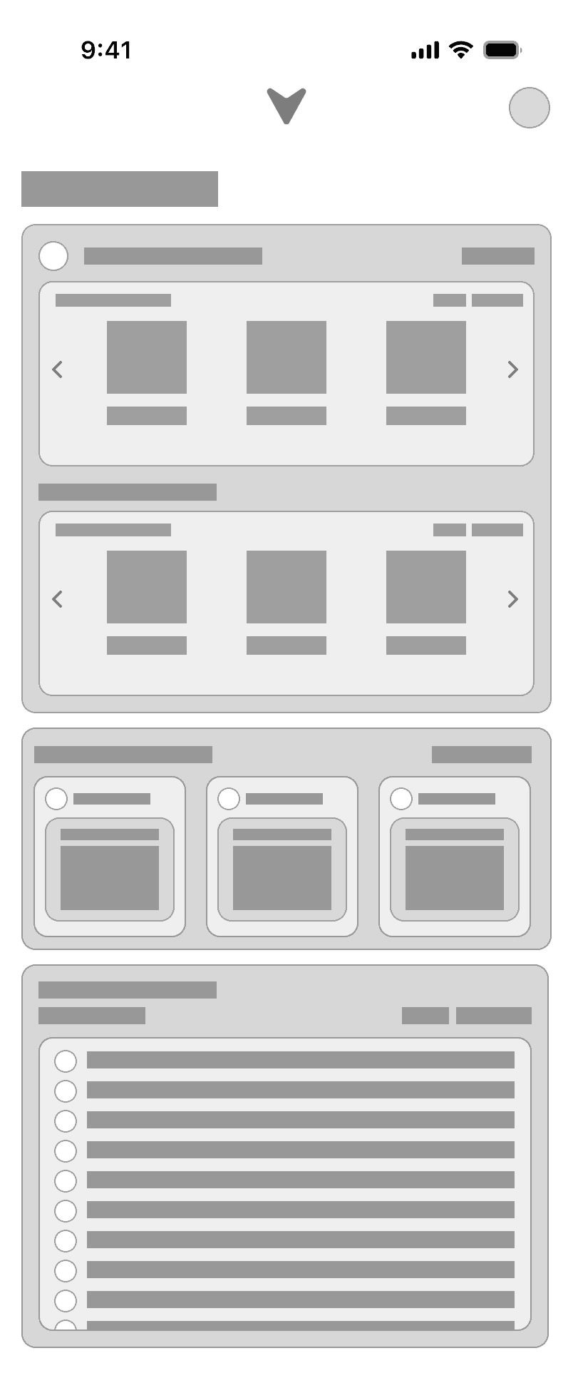Rankings view wireframe